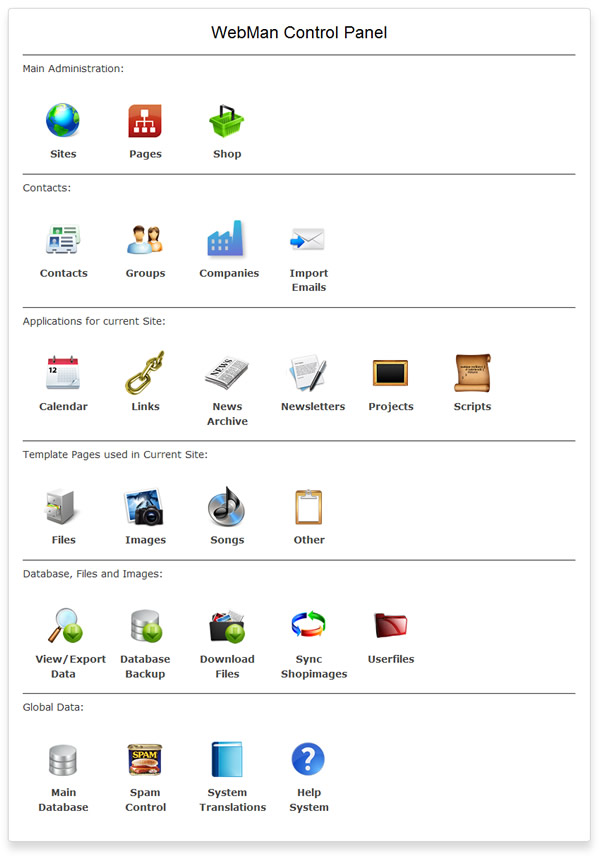 WebMan Control Panel